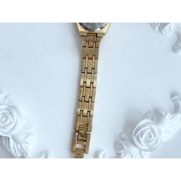Gold Toned Rhinestone Accented Vintage Vintage Women's Wristwatch 20mm - WORKS! - Picture 2 of 10